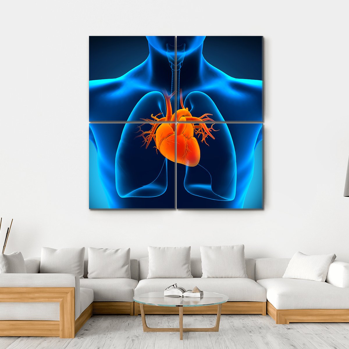 Human Heart Anatomy Canvas Wall Art-4 Square-Gallery Wrap-17" x 17"-Tiaracle