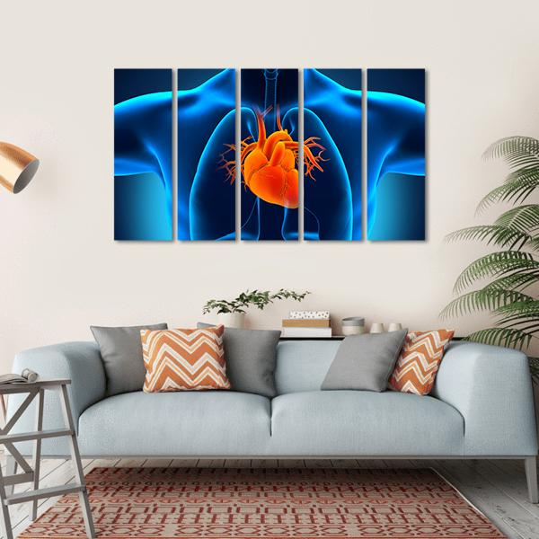 Human Heart Anatomy Canvas Wall Art-5 Horizontal-Gallery Wrap-22" x 12"-Tiaracle