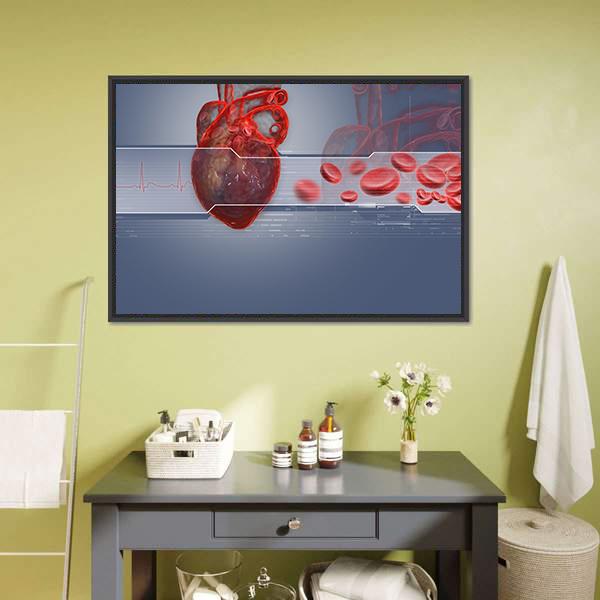 Human Heart Canvas Wall Art-1 Piece-Floating Frame-24" x 16"-Tiaracle