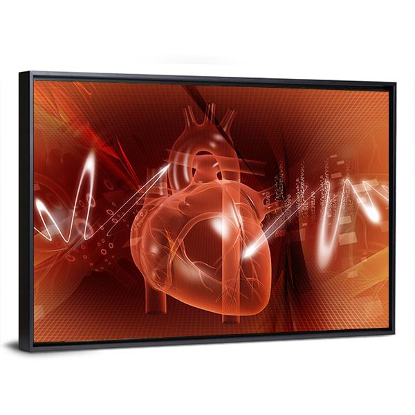 Human Heart Illustration Canvas Wall Art-3 Horizontal-Gallery Wrap-25" x 16"-Tiaracle