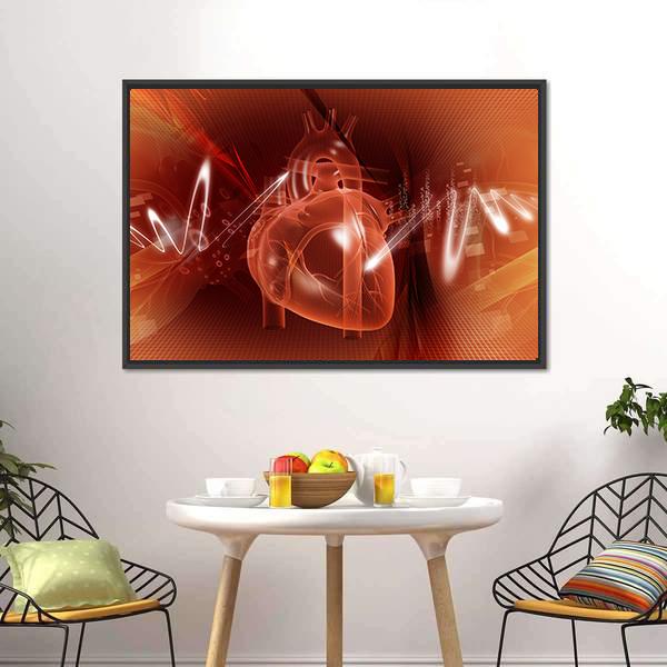 Human Heart Illustration Canvas Wall Art-5 Horizontal-Gallery Wrap-22" x 12"-Tiaracle