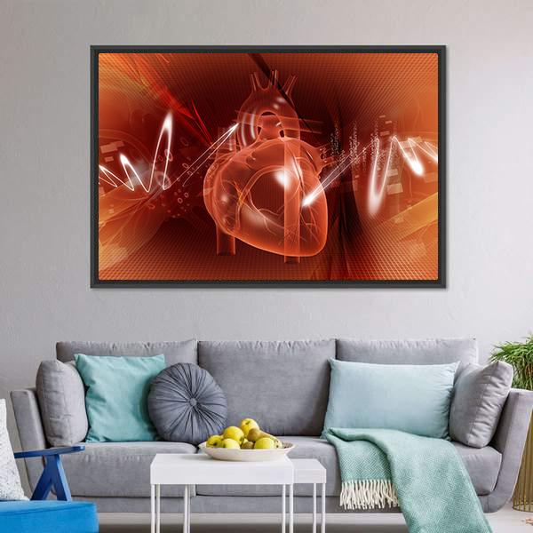 Human Heart Illustration Canvas Wall Art-3 Horizontal-Gallery Wrap-25" x 16"-Tiaracle