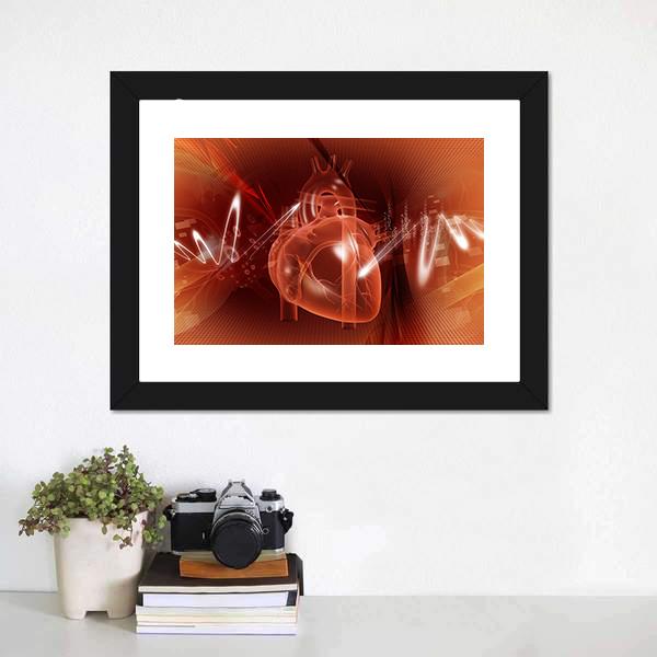 Human Heart Illustration Canvas Wall Art-1 Piece-Framed Print-20" x 16"-Tiaracle
