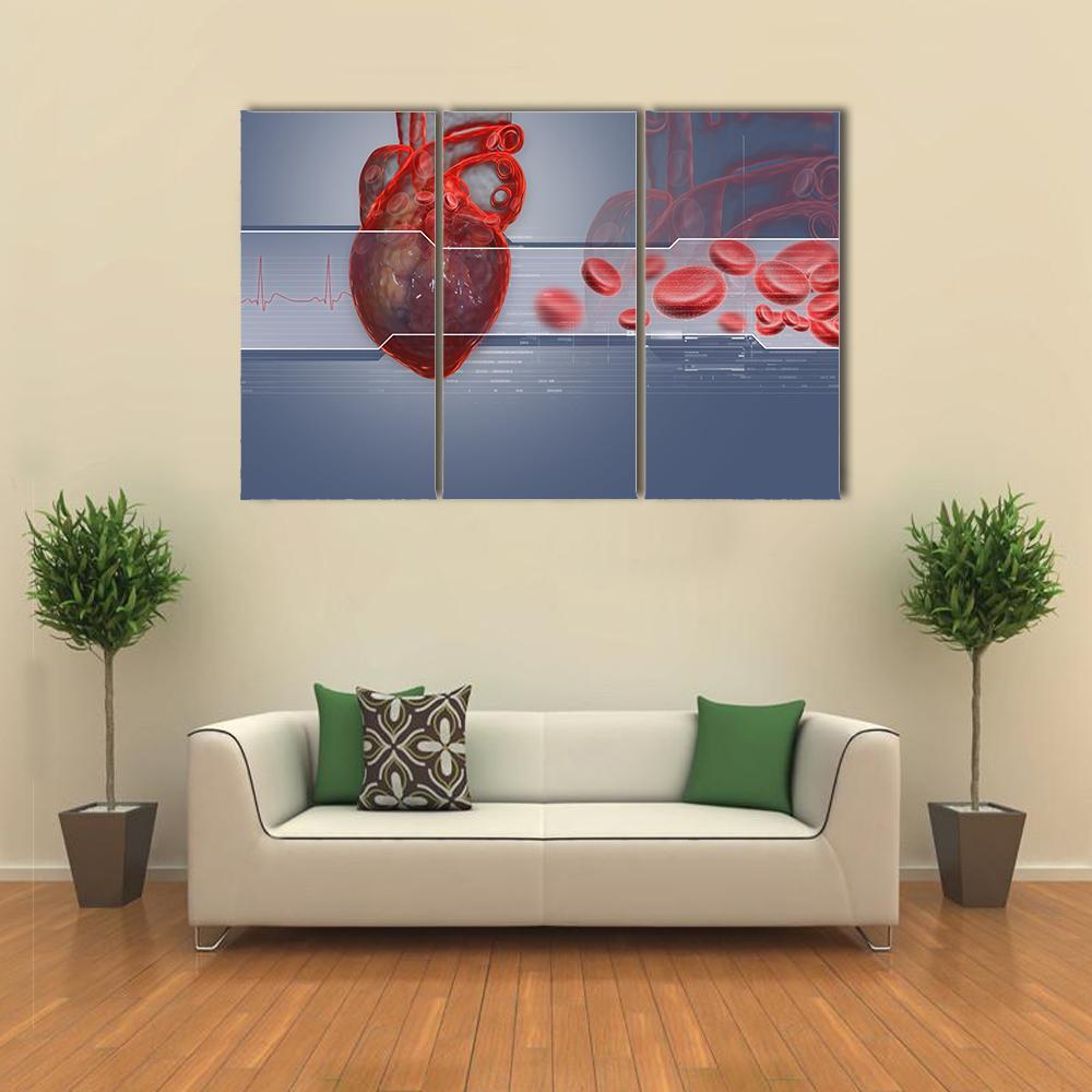 Human Heart Canvas Wall Art-4 Pop-Gallery Wrap-50" x 32"-Tiaracle