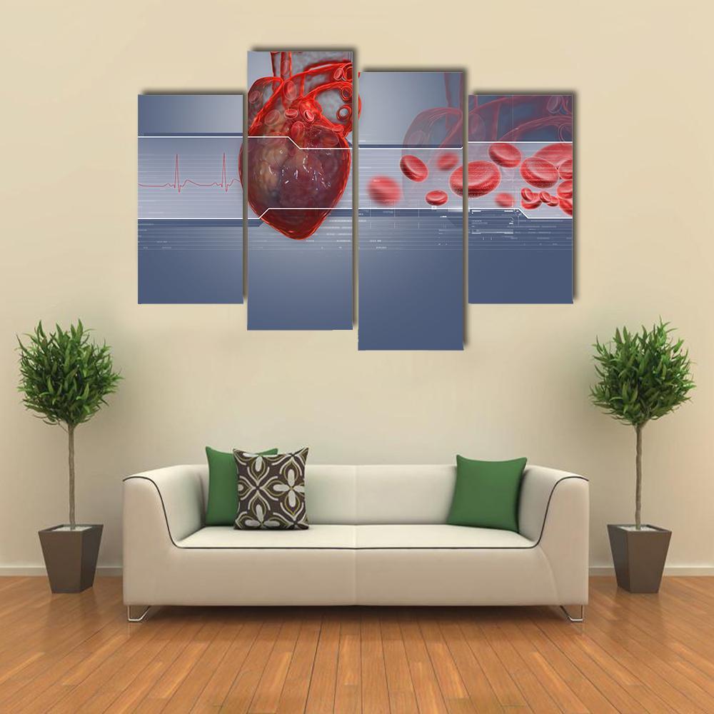 Human Heart Canvas Wall Art-4 Pop-Gallery Wrap-50" x 32"-Tiaracle