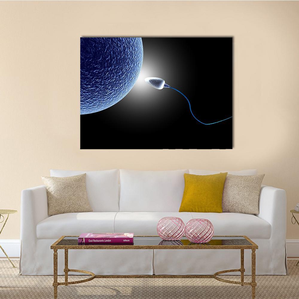 Human Sperm &amp; Egg Life Canvas Wall Art-1 Piece-Gallery Wrap-36" x 24"-Tiaracle
