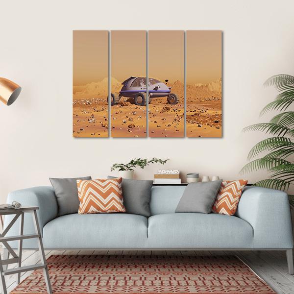 Human Vehicle On Mars Canvas Wall Art-4 Horizontal-Gallery Wrap-34" x 24"-Tiaracle
