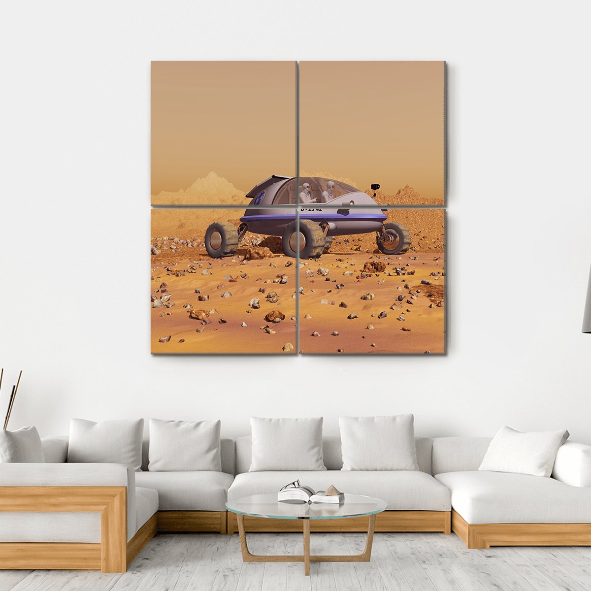 Human Vehicle On Mars Canvas Wall Art-4 Square-Gallery Wrap-17" x 17"-Tiaracle