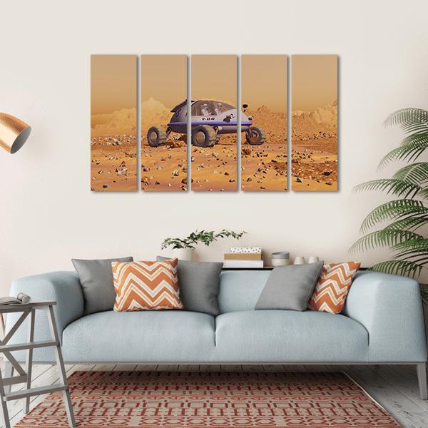 Human Vehicle On Mars Canvas Wall Art-5 Horizontal-Gallery Wrap-22" x 12"-Tiaracle