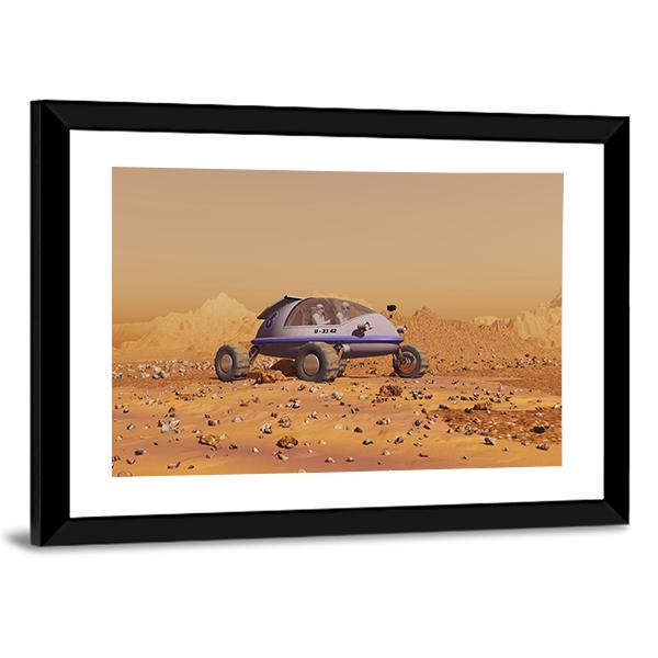 Human Vehicle On Mars Canvas Wall Art-5 Horizontal-Gallery Wrap-22" x 12"-Tiaracle