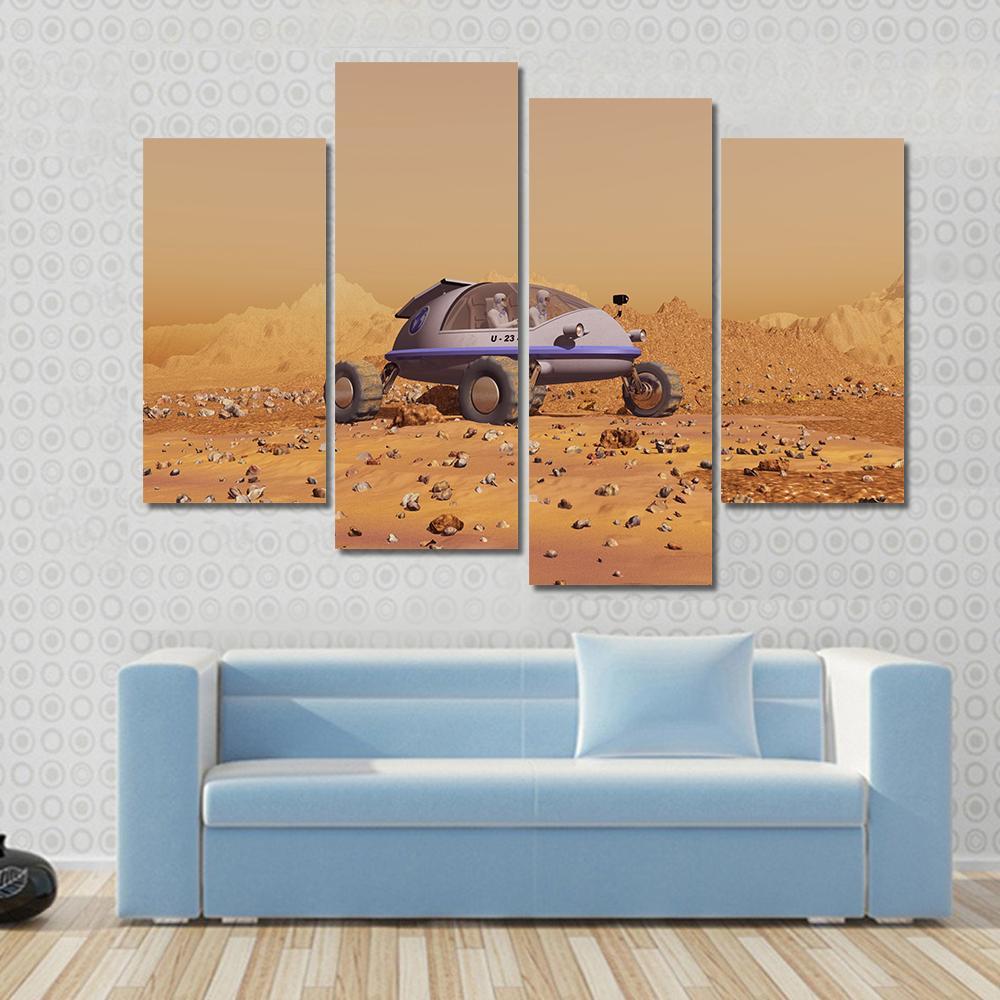Human Vehicle On Mars Canvas Wall Art-4 Pop-Gallery Wrap-50" x 32"-Tiaracle