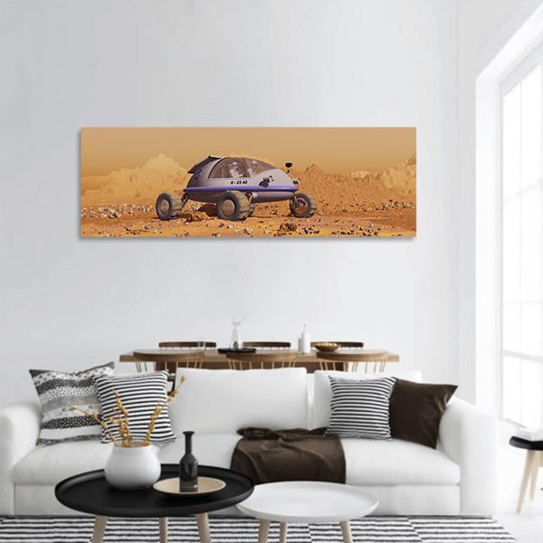 Human Vehicle On Mars Panoramic Canvas Wall Art-1 Piece-36" x 12"-Tiaracle