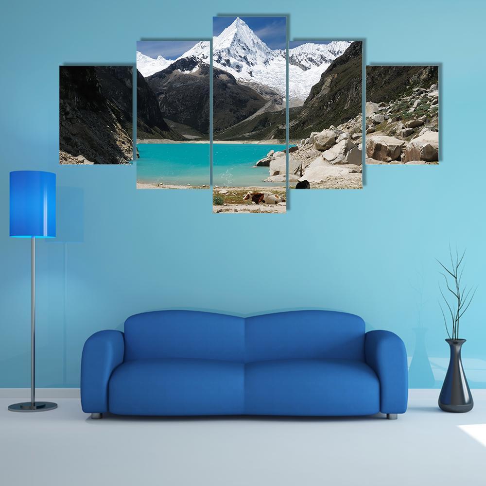 Humantay Lake Peru Canvas Wall Art-5 Star-Gallery Wrap-62" x 32"-Tiaracle