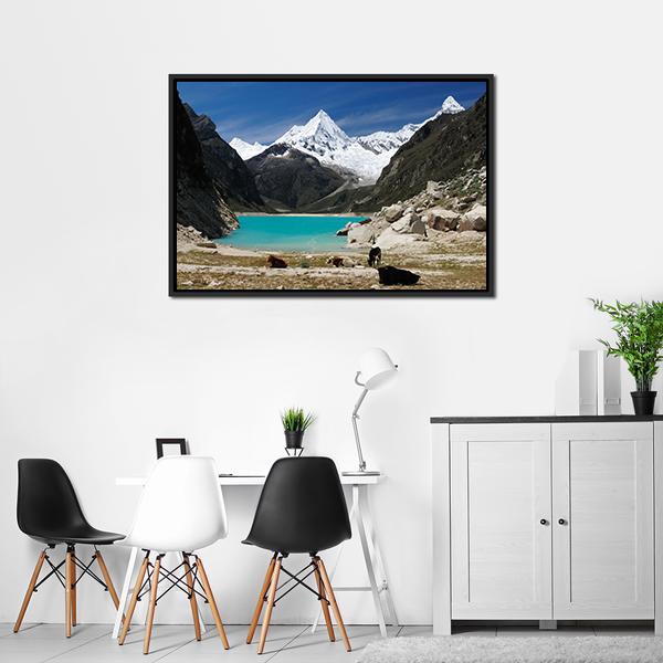 Humantay Lake Peru Panoramic Canvas Wall Art-1 Piece-36" x 12"-Tiaracle