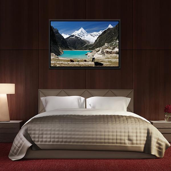 Humantay Lake Peru Panoramic Canvas Wall Art-1 Piece-36" x 12"-Tiaracle