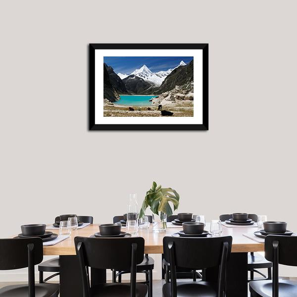 Humantay Lake Peru Panoramic Canvas Wall Art-1 Piece-36" x 12"-Tiaracle