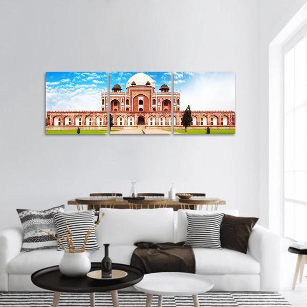 Humayun Tomb In Delhi Panoramic Canvas Wall Art-3 Piece-25" x 08"-Tiaracle