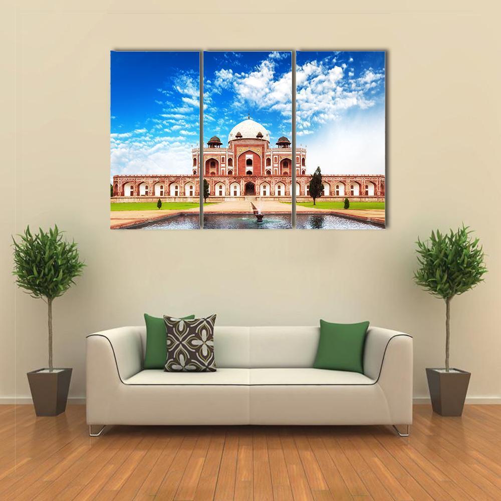 Humayun Tomb In Delhi Canvas Wall Art-3 Horizontal-Gallery Wrap-37" x 24"-Tiaracle