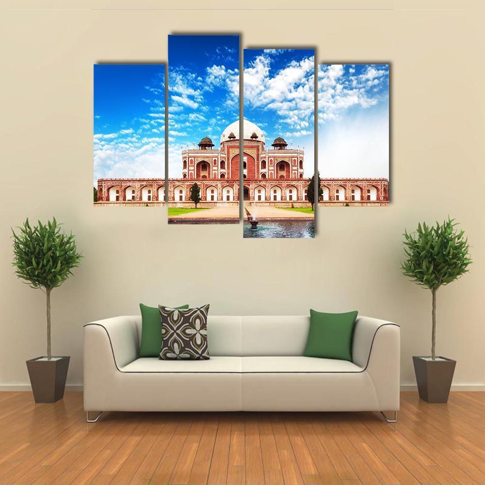 Humayun Tomb In Delhi Canvas Wall Art-4 Pop-Gallery Wrap-50" x 32"-Tiaracle