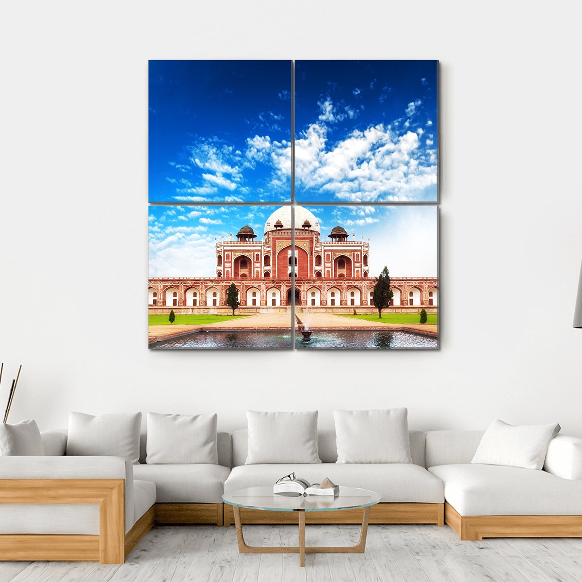 Humayun Tomb In Delhi Canvas Wall Art-4 Square-Gallery Wrap-17" x 17"-Tiaracle