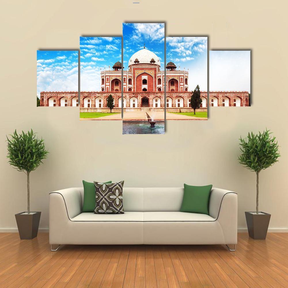 Humayun Tomb In Delhi Canvas Wall Art-5 Star-Gallery Wrap-62" x 32"-Tiaracle