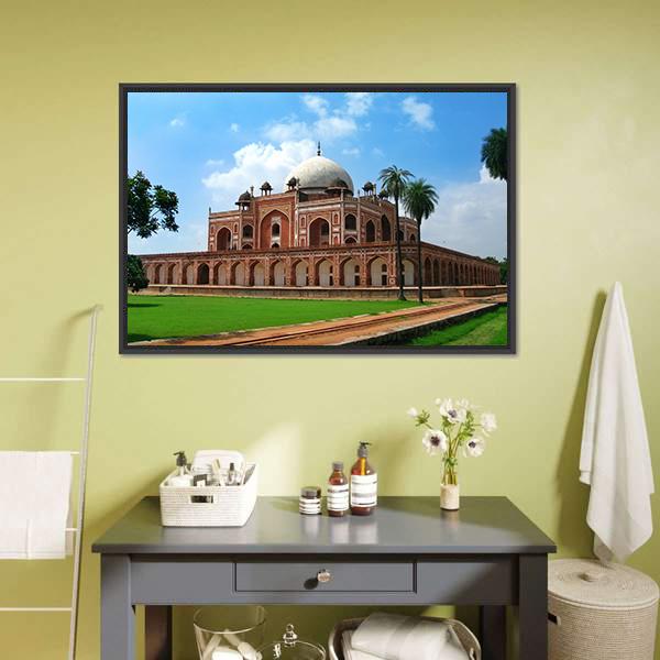 Humayun's Tomb In New Delhi Canvas Wall Art-1 Piece-Floating Frame-24" x 16"-Tiaracle