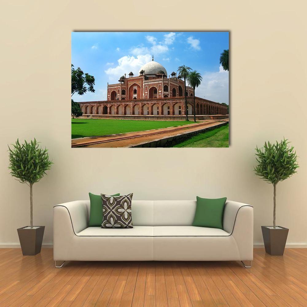 Humayun's Tomb In New Delhi Canvas Wall Art-5 Star-Gallery Wrap-62" x 32"-Tiaracle