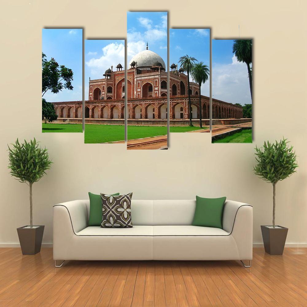 Humayun's Tomb In New Delhi Canvas Wall Art-5 Pop-Gallery Wrap-47" x 32"-Tiaracle