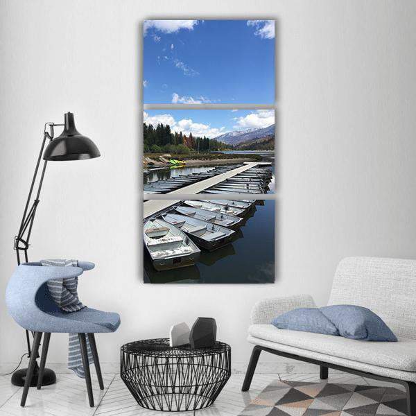 Hume Lake In California Vertical Canvas Wall Art-3 Vertical-Gallery Wrap-12" x 25"-Tiaracle