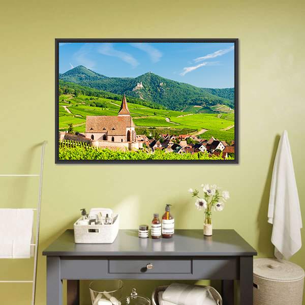 Hunawihr Village In Alsace Canvas Wall Art-1 Piece-Floating Frame-24" x 16"-Tiaracle