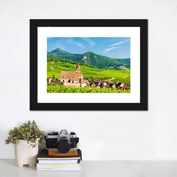 Hunawihr Village In Alsace Canvas Wall Art-1 Piece-Framed Print-20" x 16"-Tiaracle
