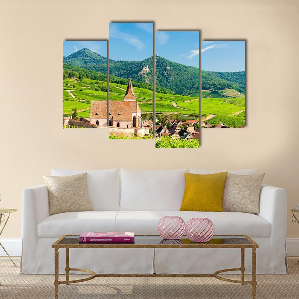 Hunawihr Village In Alsace Canvas Wall Art-4 Pop-Gallery Wrap-50" x 32"-Tiaracle