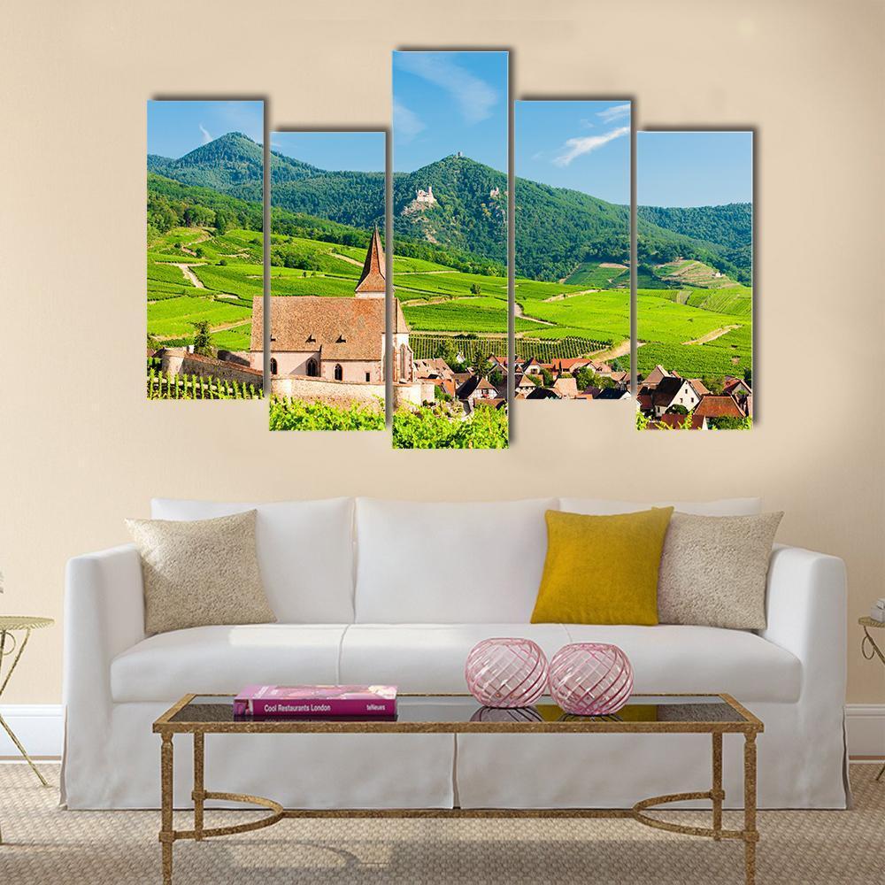 Hunawihr Village In Alsace Canvas Wall Art-5 Pop-Gallery Wrap-47" x 32"-Tiaracle
