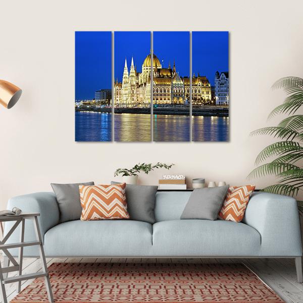 Hungarian Parliament Building Canvas Wall Art-4 Horizontal-Gallery Wrap-34" x 24"-Tiaracle