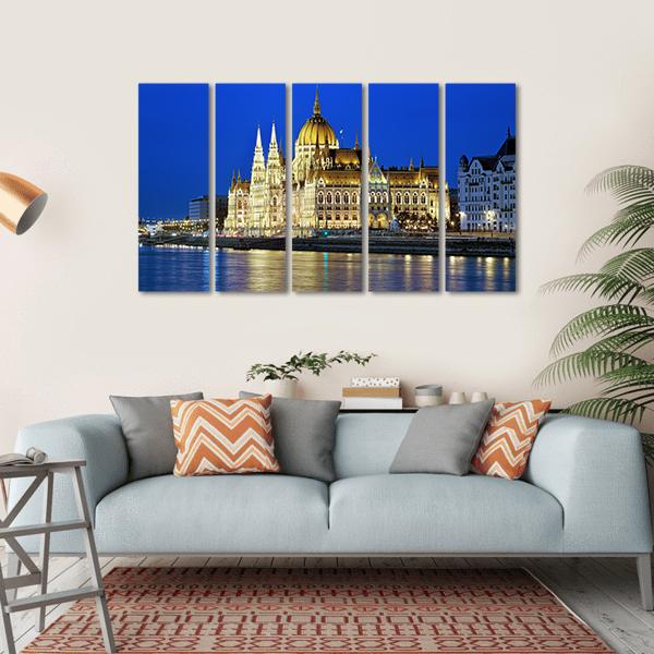 Hungarian Parliament Building Canvas Wall Art-5 Horizontal-Gallery Wrap-22" x 12"-Tiaracle