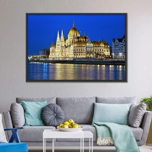 Hungarian Parliament Building Canvas Wall Art-3 Horizontal-Gallery Wrap-25" x 16"-Tiaracle