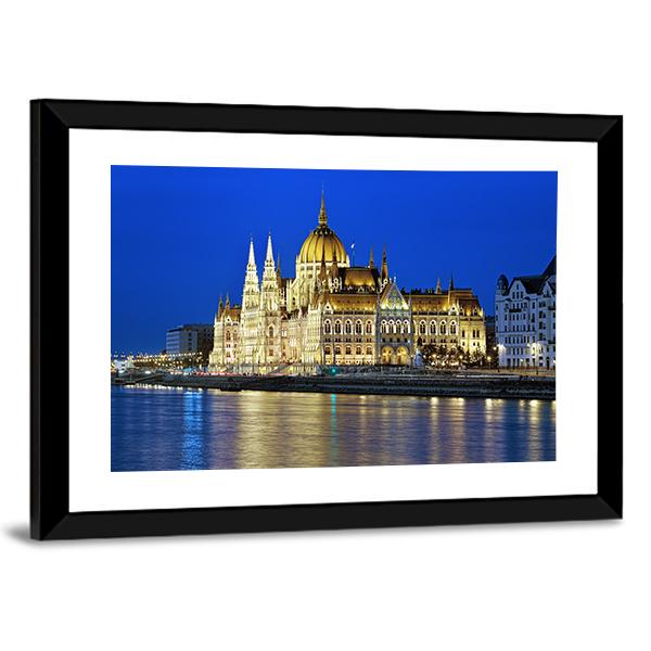Hungarian Parliament Building Canvas Wall Art-3 Horizontal-Gallery Wrap-25" x 16"-Tiaracle