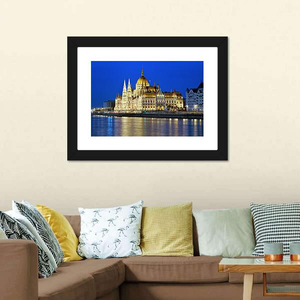 Hungarian Parliament Building Canvas Wall Art-3 Horizontal-Gallery Wrap-25" x 16"-Tiaracle