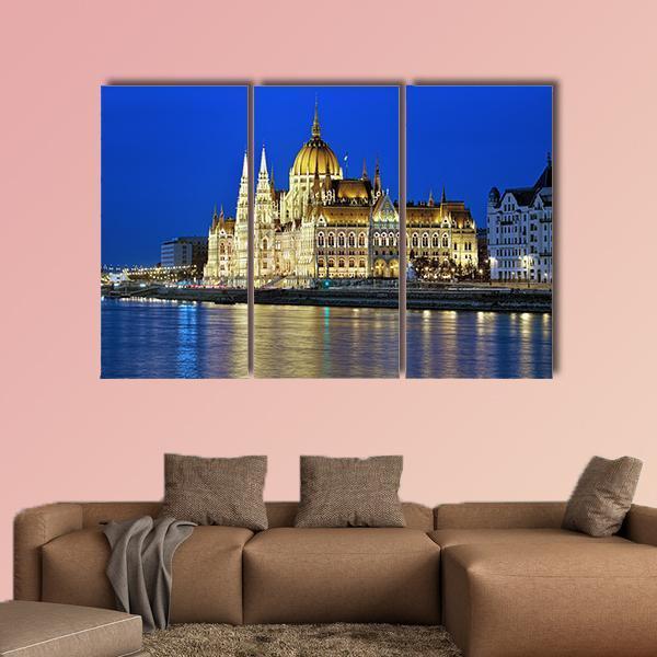 Hungarian Parliament Building Canvas Wall Art-3 Horizontal-Gallery Wrap-37" x 24"-Tiaracle