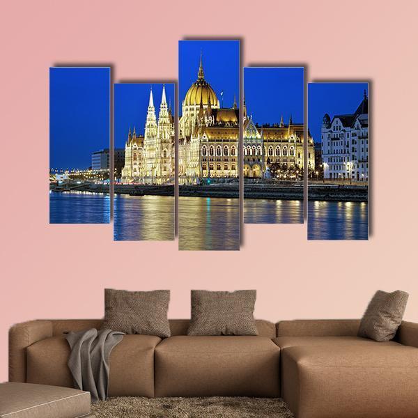 Hungarian Parliament Building Canvas Wall Art-5 Pop-Gallery Wrap-47" x 32"-Tiaracle