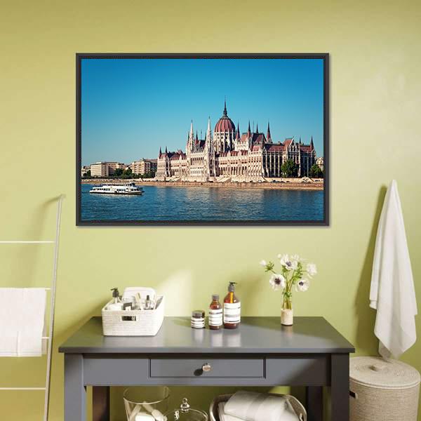 Hungarian Parliament Canvas Wall Art-3 Horizontal-Gallery Wrap-25" x 16"-Tiaracle