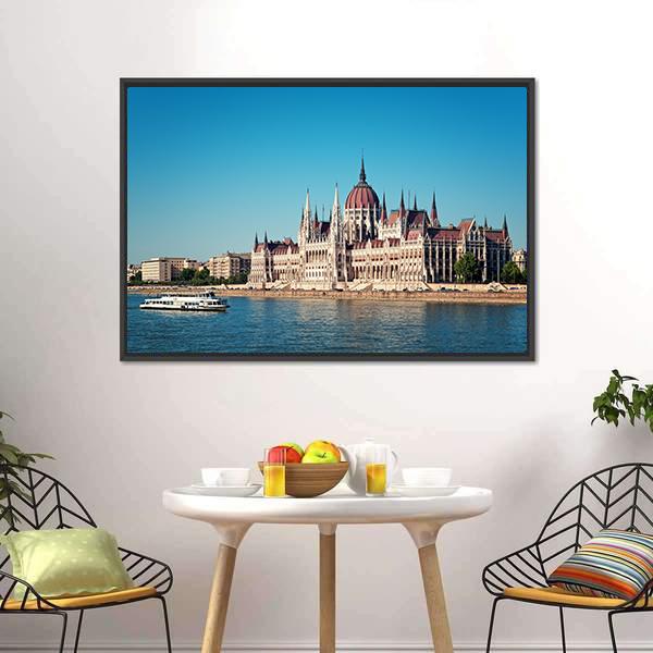 Hungarian Parliament Canvas Wall Art-1 Piece-Floating Frame-24" x 16"-Tiaracle