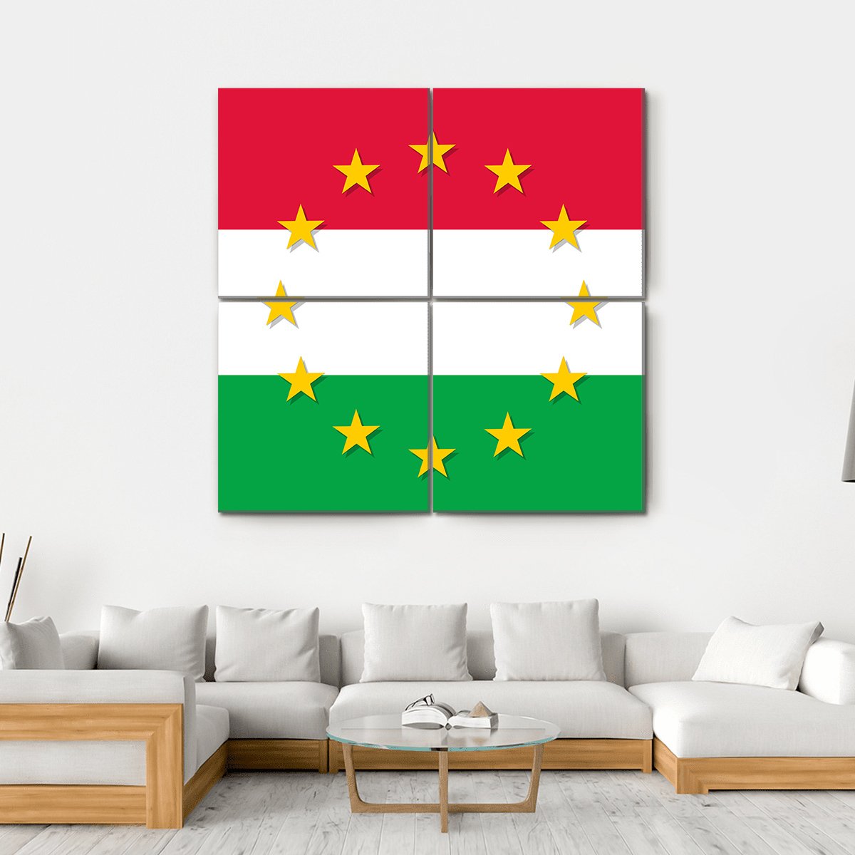 Hungary National Flag Canvas Wall Art-4 Square-Gallery Wrap-17" x 17"-Tiaracle