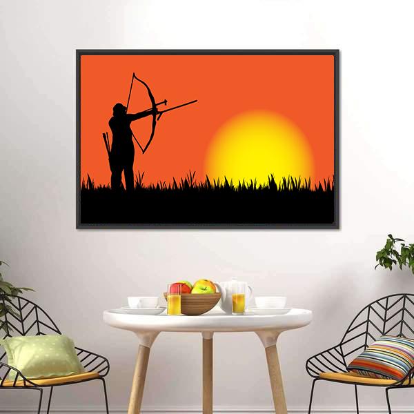 Hunter Hunting At Sunset Canvas Wall Art-5 Horizontal-Gallery Wrap-22" x 12"-Tiaracle