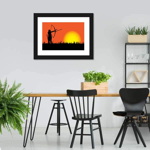Hunter Hunting At Sunset Canvas Wall Art-3 Horizontal-Gallery Wrap-25" x 16"-Tiaracle
