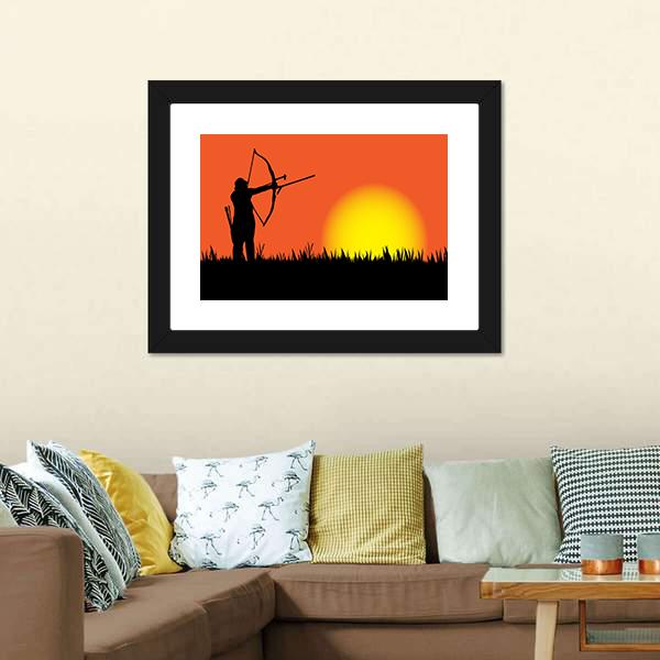 Hunter Hunting At Sunset Canvas Wall Art-5 Horizontal-Gallery Wrap-22" x 12"-Tiaracle
