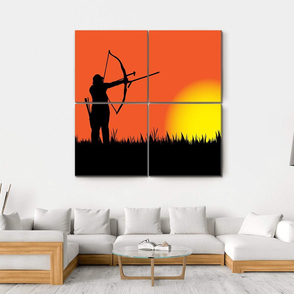 Hunter Hunting At Sunset Canvas Wall Art-4 Square-Gallery Wrap-17" x 17"-Tiaracle