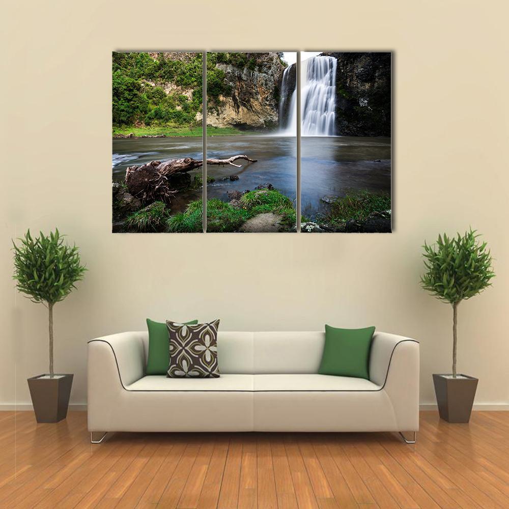 Hunua Waterfall Auckland Canvas Wall Art-3 Horizontal-Gallery Wrap-37" x 24"-Tiaracle