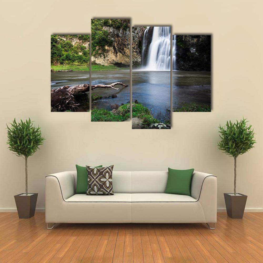 Hunua Waterfall Auckland Canvas Wall Art-4 Pop-Gallery Wrap-50" x 32"-Tiaracle