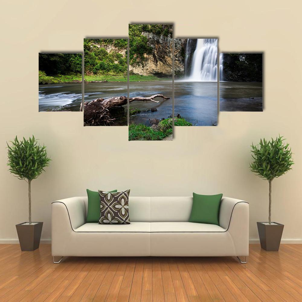 Hunua Waterfall Auckland Canvas Wall Art-5 Star-Gallery Wrap-62" x 32"-Tiaracle